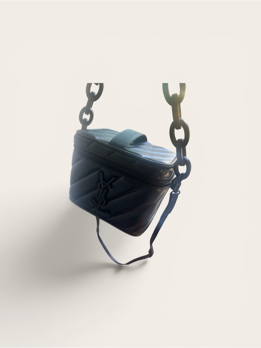 Saint Laurent Black Quilted vegan  Mini Crossbody with Chain Handle - Picture 6 of 6